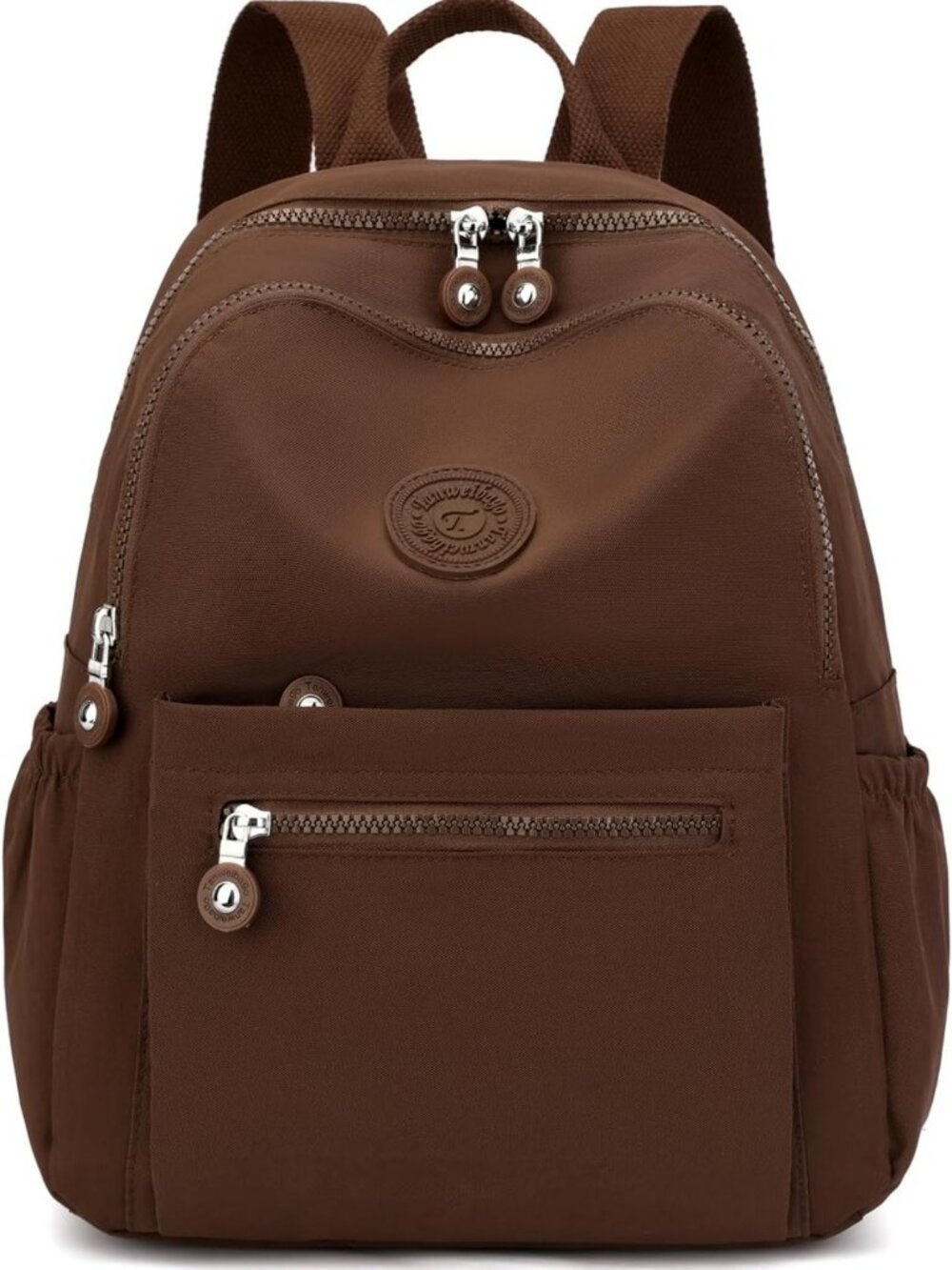 Lightweight Mini Nylon Backpack for Women, Casual Travel Daypack, 11L Brown